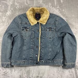 Vintage Faded Glory Sherpa Lined Denim Jacket Type II Style Womens Large